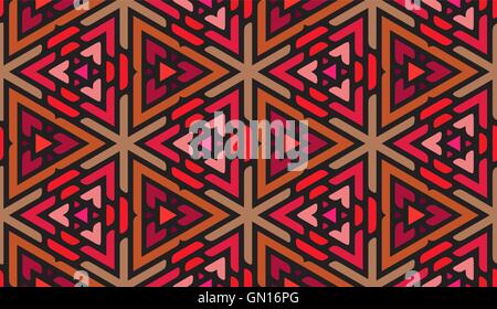 Vector Seamless Pink Shades Multicolor Triangle Ornaments Pattern Stock Vector