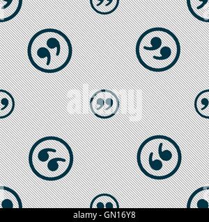Double quotes icon sign. Seamless pattern with geometric texture ...