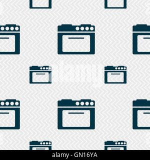 kitchen stove icon sign. Seamless pattern with geometric texture. Vector Stock Vector