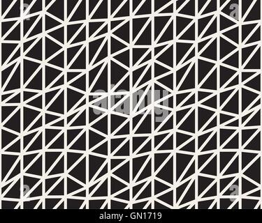 Vector Seamless Black And White Irregular Triangle Lines Grid Structure Pattern Stock Vector