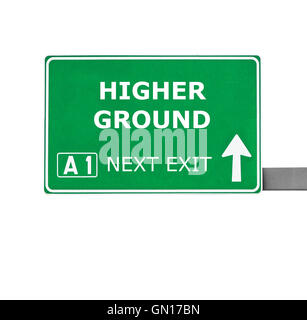 Higher Ground Sign Principles on Green Direction Arrow Sign Stock Photo - Alamy