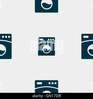 Washing machine icon sign. Seamless pattern with geometric texture. Vector Stock Vector