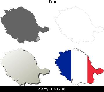 Tarn, Midi-Pyrenees outline map set Stock Vector