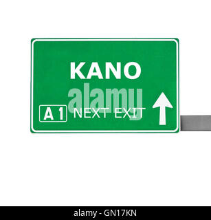 KANO road sign isolated on white Stock Photo