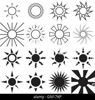 Set of sun icons Stock Vector
