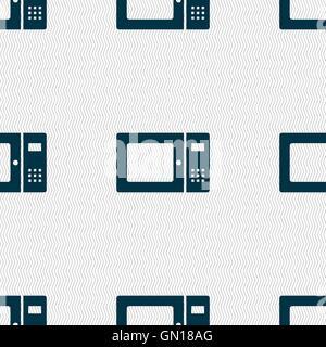 microwave icon sign. Seamless pattern with geometric texture. Vector Stock Vector