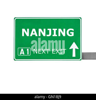 NANJING road sign isolated on white Stock Photo
