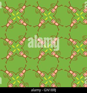 Cute happy monkey pattern Stock Vector