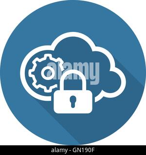 Secured Cloud Processing Icon. Flat Design. Stock Vector