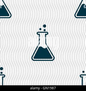 Flask  icon sign. Seamless pattern with geometric texture. Vector Stock Vector