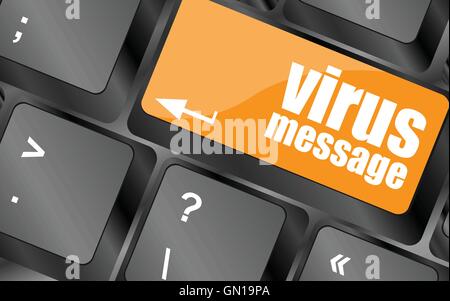 Computer keyboard with virus message key, vector illustration Stock Vector