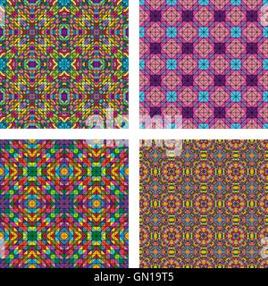Colorful seamless mosaic pattern background set Stock Vector