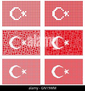 Mosaic Turkey flag set Stock Vector
