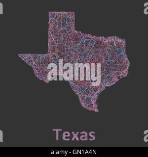 Texas line art map Stock Vector