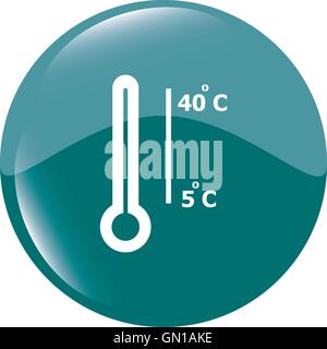 Thermometer icon web button isolated on white vector illustration Stock Vector