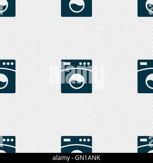 Washing machine icon sign. Seamless pattern with geometric texture. Vector Stock Vector