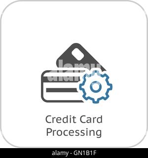 Credit Card Processing Icon. Flat Design. Stock Vector