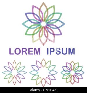 Multicolored flower symbol design set Stock Vector