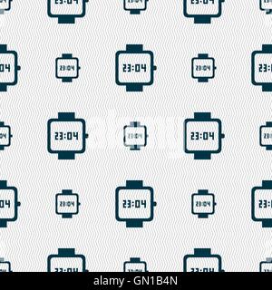 wristwatch icon sign. Seamless pattern with geometric texture. Vector Stock Vector