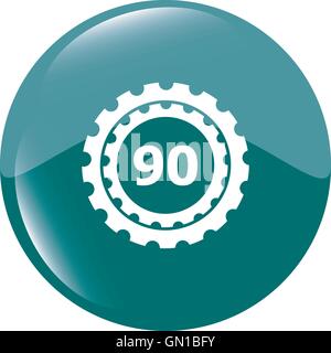 gears and number on web icon, web button isolated on white vector illustration Stock Vector