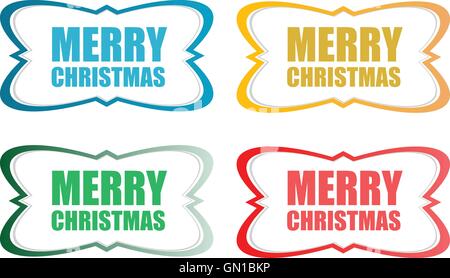 Vector Merry Christmas stickers set isolated on white Stock Vector