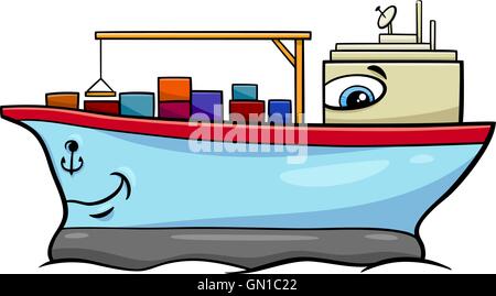 container ship cartoon character Stock Vector