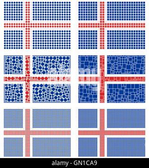 Mosaic Iceland flag set Stock Vector