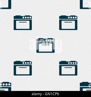 kitchen stove icon sign. Seamless pattern with geometric texture. Vector Stock Vector