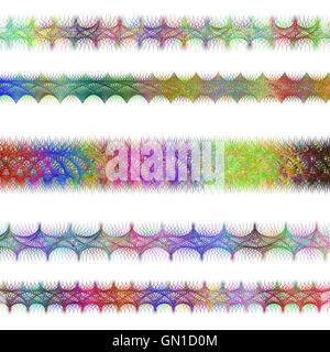 Color fractal page text divider line set Stock Vector