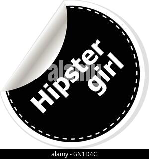 hipster girl black and white button, like counter notification icon, vector illustration Stock Vector