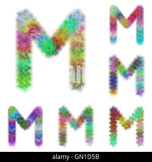 Happy colorful fractal font set - letter M Stock Vector