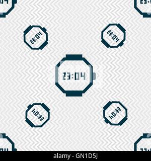 wristwatch icon sign. Seamless pattern with geometric texture. Vector Stock Vector