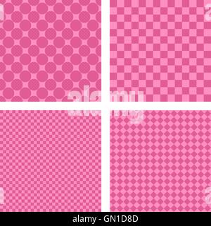 Pink simple geometric shape wallpaper set Stock Vector