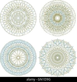 Set of 4 mandalas. Ornamental round pattern. vector illustration Stock Vector