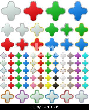 Color metallic rounded zoom button set Stock Vector