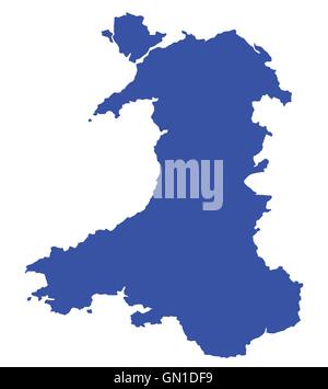 Silhouette Map Of Wales Stock Vector
