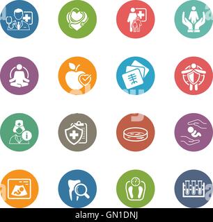 Medical and Health Care Icons Set. Flat Design. Stock Vector