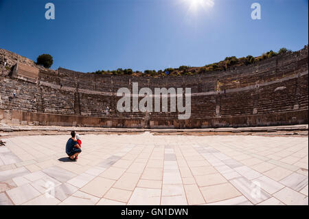 Izmir, Turkey - August 15, 2016: Amphitheatre of The ancient city of Ephesus. Stock Photo