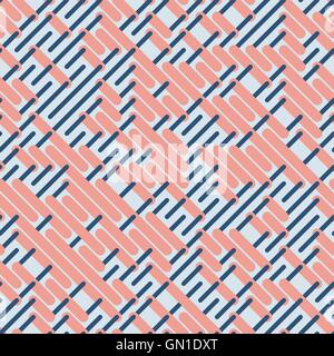 Vector Seamless Rounded Parallel Lines Pattern in Pink and Blue Stock Vector