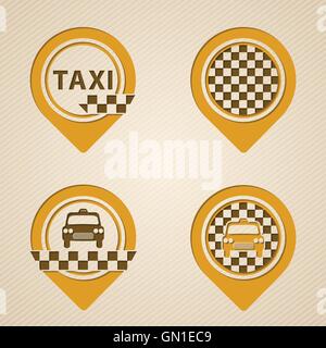 Flat style gps pointers with taxi elements Stock Vector