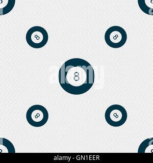 Eightball, Billiards  icon sign. Seamless pattern with geometric texture. Vector Stock Vector