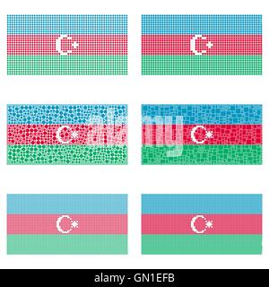 Mosaic Azerbaijan flag set Stock Vector