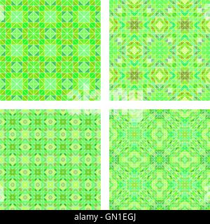 Seamless green mosaic pattern set Stock Vector