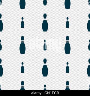 pin bowling icon sign. Seamless pattern with geometric texture. Vector Stock Vector
