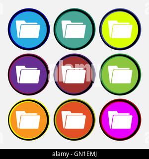 Folder icon sign. Nine multi colored round buttons. Vector Stock Vector