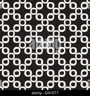 Vector Seamless Black and White Rounded Circle Cross Lattice Pattern Stock Vector