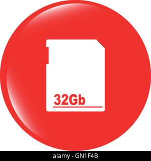 vector flash memory card web button (icon) isolated on white Stock Vector