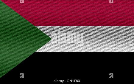 Flags Sudan on denim texture. Vector Stock Vector