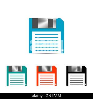Set of colored floppy icon, vector illustration. Stock Vector