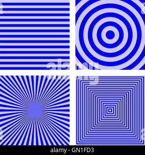 Simple blue striped pattern background set Stock Vector